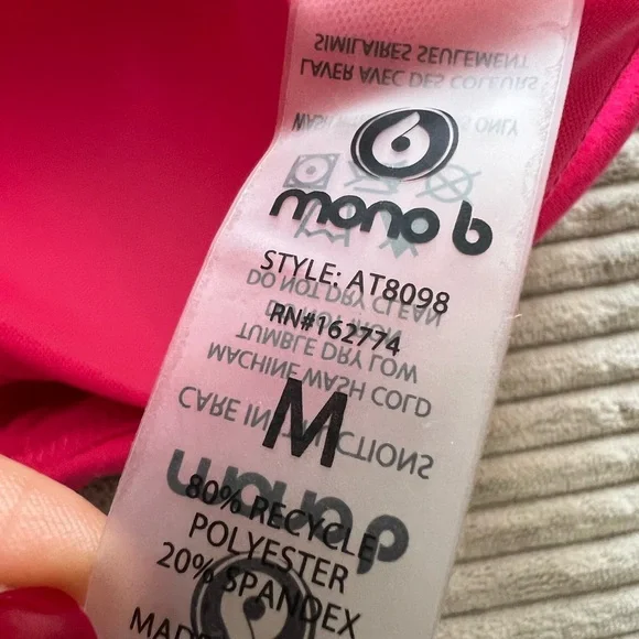 Mono B Sports Bra Rose Pink Racer Back NWT - Picture 4 of 8